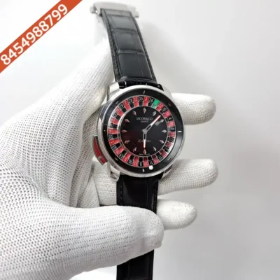 Jacob & Co Casino Tourbillon Black Dial Black Leather Swiss Watch