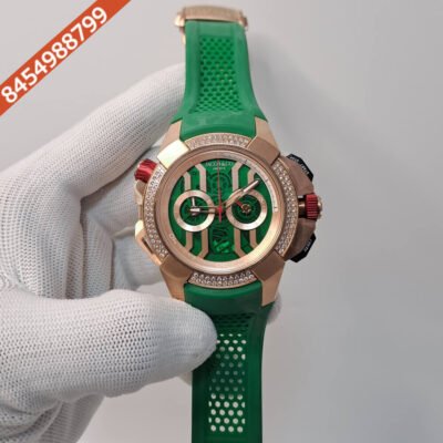 Jacob & Co Epic X Chronograph Rose Gold Diamond Green Dial Swiss Watch