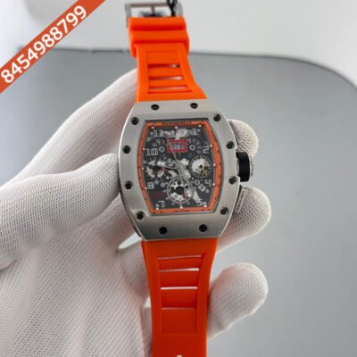 Richard Mille RM011 Silver Orange Dial With Orange  Rubber Strap Swiss Automatic Watch