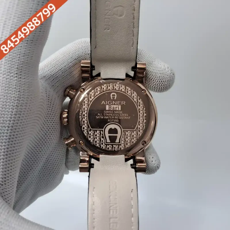 Aigner Bari Black Bazel Chronograph Black Dial Black Leather Swiss Watch - Image 4
