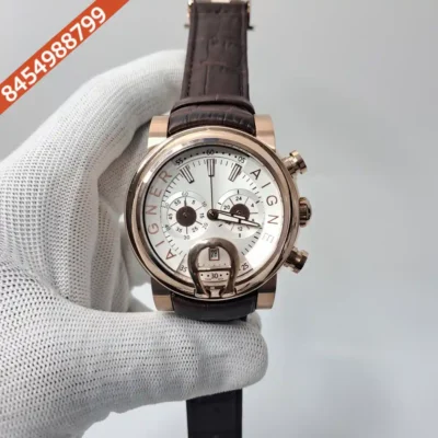 Aigner Bari Rose Gold Chronograph White Dial Brown Leather Swiss Watch