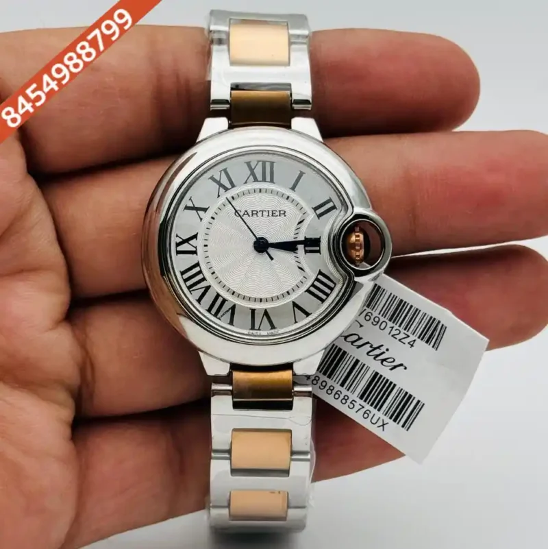 Cartier Ballon Bleu De Dual Tone Roman Marker Silver Dial Swiss Watch