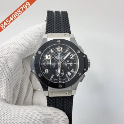 Hublot Big Bang Silver Ceramic Bazel Chronograph Black Dial Swiss Watch