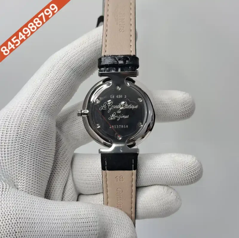 Longines La Grande Classique Silver White Dial Black Leather Strap Swiss Watch - Image 4