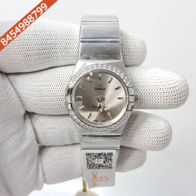 Omega Constellation Steel Diamond Bazel Stick Marker Grey Dial Swiss Watch