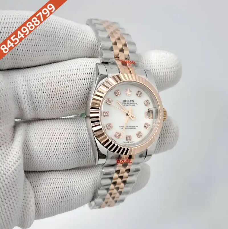 Rolex Date-Just Dual Tone White Dial Diamond Marker Swiss Automatic Watch - Image 2