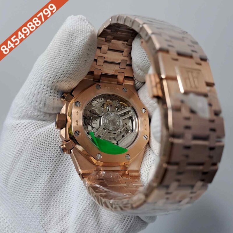 Audemars Piguet Royal Oak Chronograph Rose Gold Blue Swiss ETA Valjoux 7750 Automatic Watch - Image 4