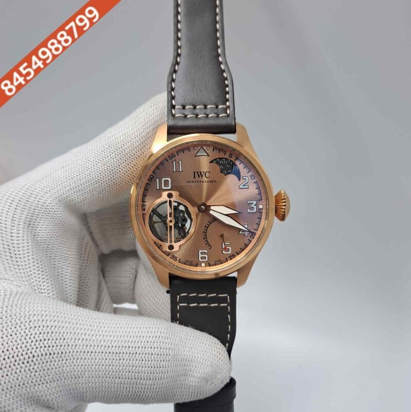 IWC Moonphase Big Pilot Rose Gold Edition Grey Leather Strap Swiss Automatic Watch