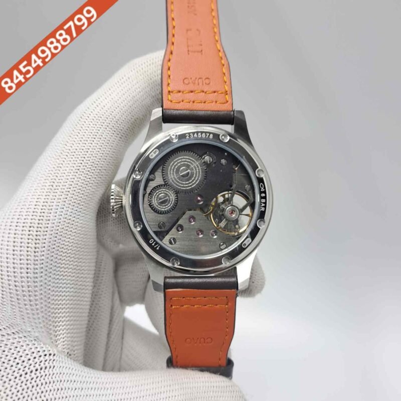IWC Moonphase Big Pilot Silver Blue Dial Edition Grey Leather Strap Swiss Automatic Watch - Image 4