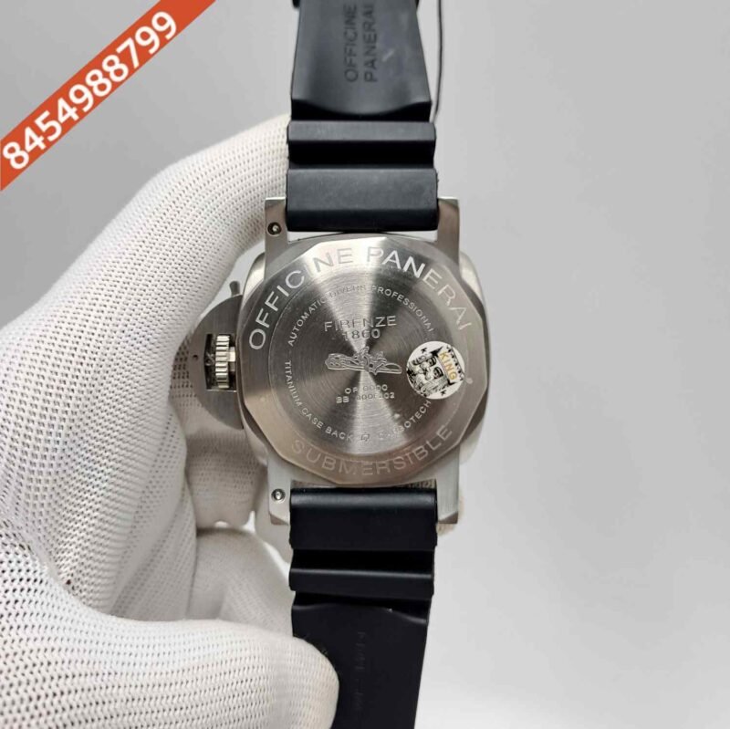 Luminor Panerai Amegentic Silver Black Dial Black Rubber Strap Swiss Automatic Watch - Image 4