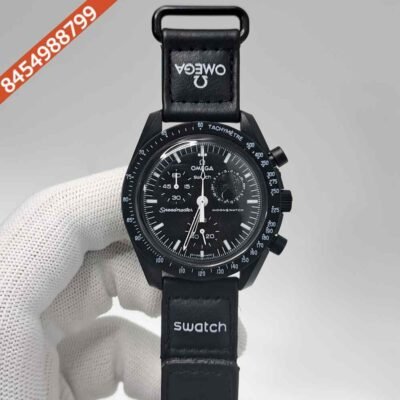 Omega Speedmaster Swatch Moonswatch Mission On Earth Black Chronograph Swiss Watch