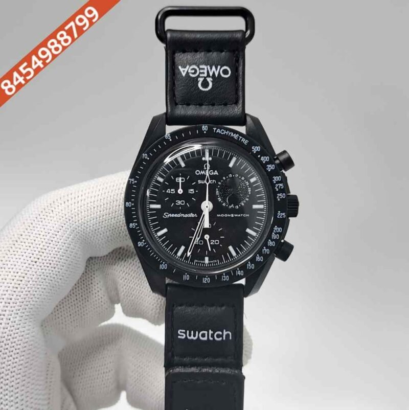 Omega Speedmaster Swatch Moonswatch Mission On Earth Black Chronograph Swiss Watch