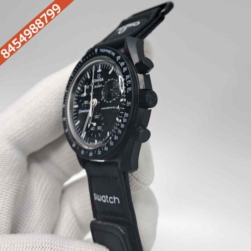Omega Speedmaster Swatch Moonswatch Mission On Earth Black Chronograph Swiss Watch - Image 3