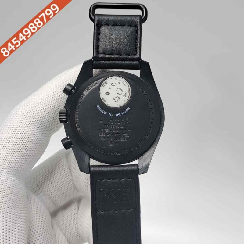 Omega Speedmaster Swatch Moonswatch Mission On Earth Black Chronograph Swiss Watch - Image 4