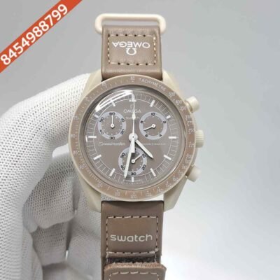 Omega Speedmaster Swatch Moonswatch Mission On Earth Brown Chronograph Swiss Watch