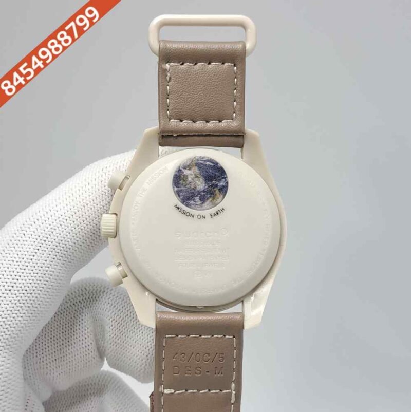 Omega Speedmaster Swatch Moonswatch Mission On Earth Brown Chronograph Swiss Watch - Image 4