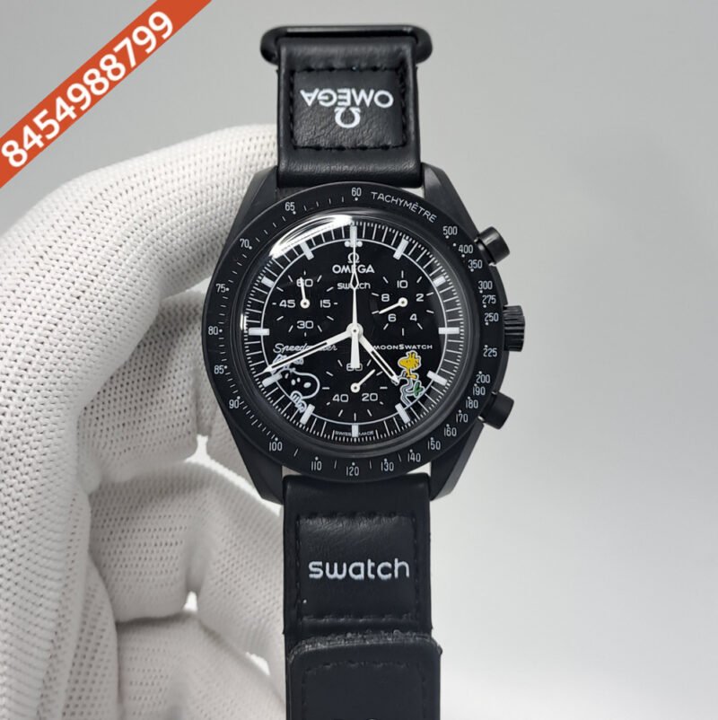 Omega Speedmaster Swatch Moonswatch Mission To The Moon Black Edition Chronograph Swiss Watch