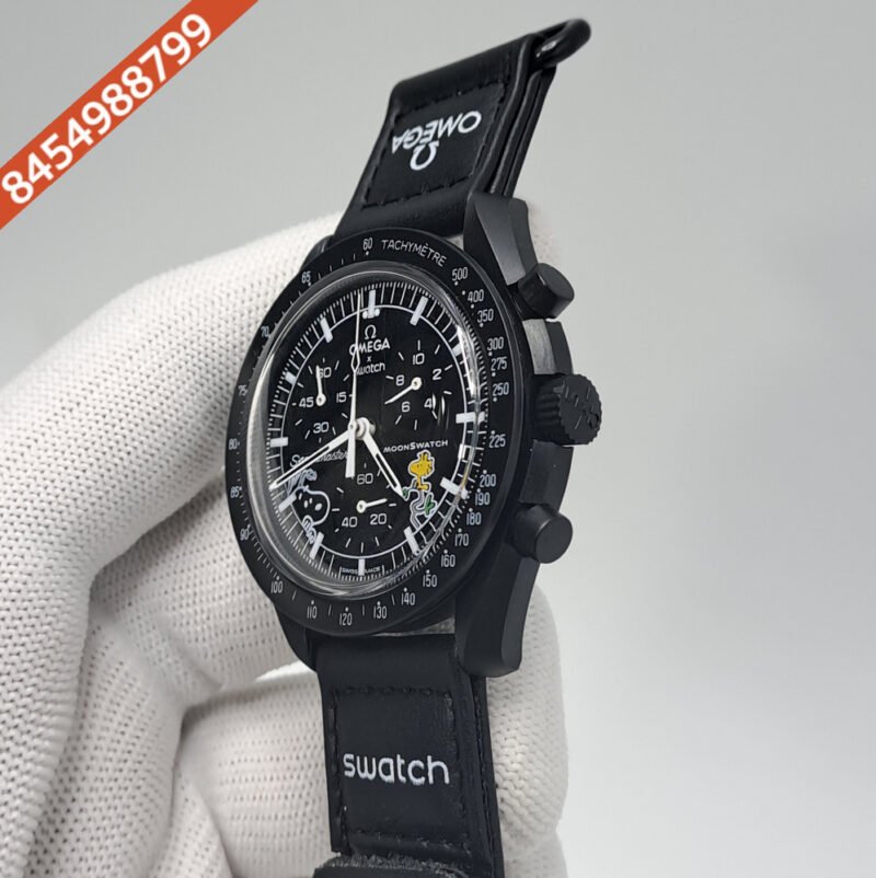 Omega Speedmaster Swatch Moonswatch Mission To The Moon Black Edition Chronograph Swiss Watch - Image 2