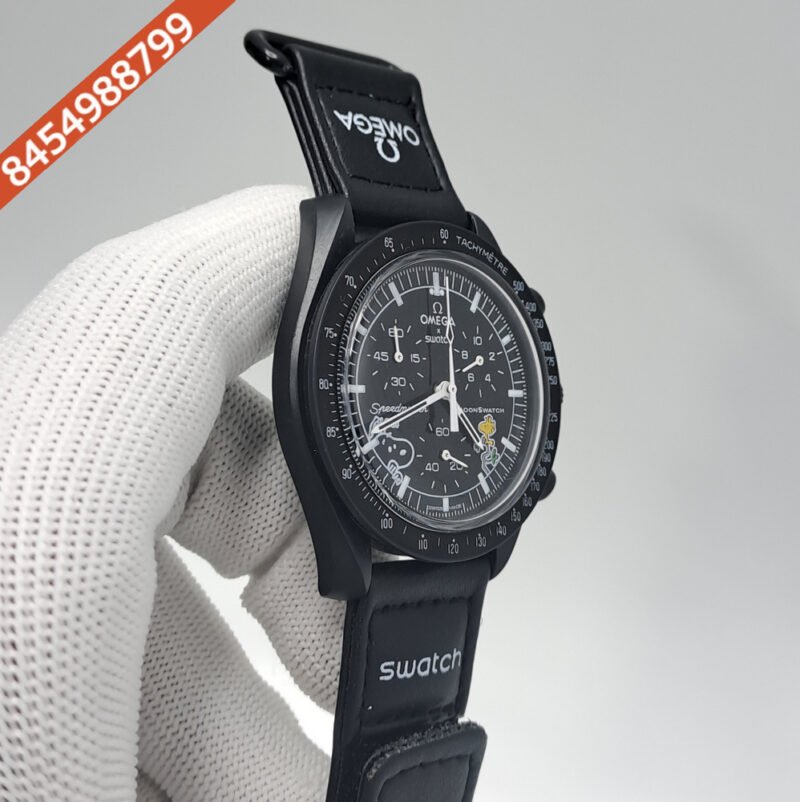 Omega Speedmaster Swatch Moonswatch Mission To The Moon Black Edition Chronograph Swiss Watch - Image 3