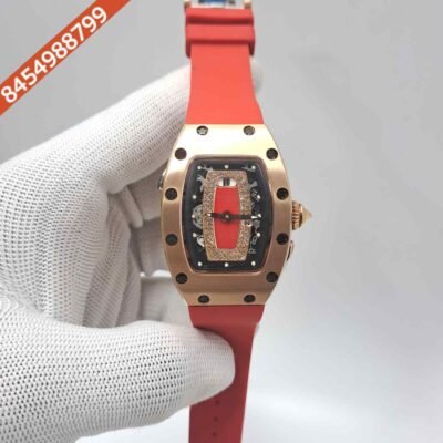 Richard Mille RM 07-01 Rose Gold Red Rubber Strap Swiss Semi ETA Automatic Watch