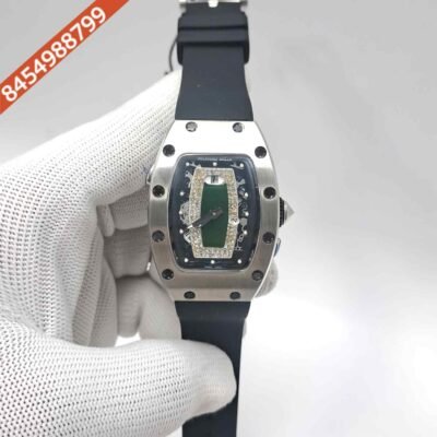 Richard Mille RM 07-01 Silver Green Rubber Strap Swiss Semi ETA Automatic Watch