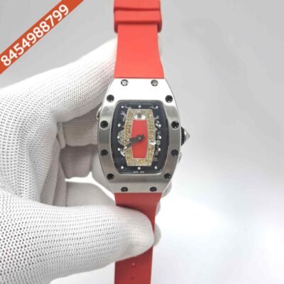Richard Mille RM 07-01 Silver Red Rubber Strap Swiss Semi ETA Automatic Watch
