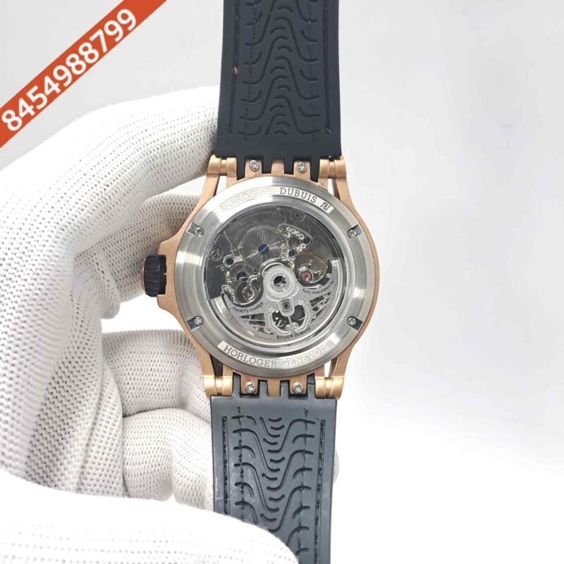 Roger Dubuis Excalibur Flying Tourbillion Rose Gold Black Dial Rubber Strap Swiss Automatic Watch - Image 4