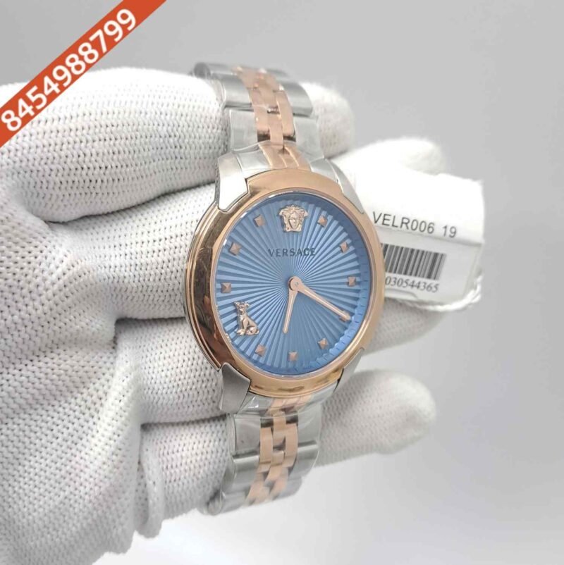 Versace Audrey Dual Tone Blue Dial Store Quality Swiss Watch - Image 3