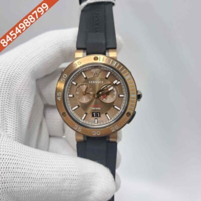 Versace V-Extreme Chronograph Bronze Dial Black Rubber Strap Store Quality Swiss Watch