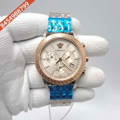 Versace Chronograph Dual Tone White Dial Store Quality Swiss Watch
