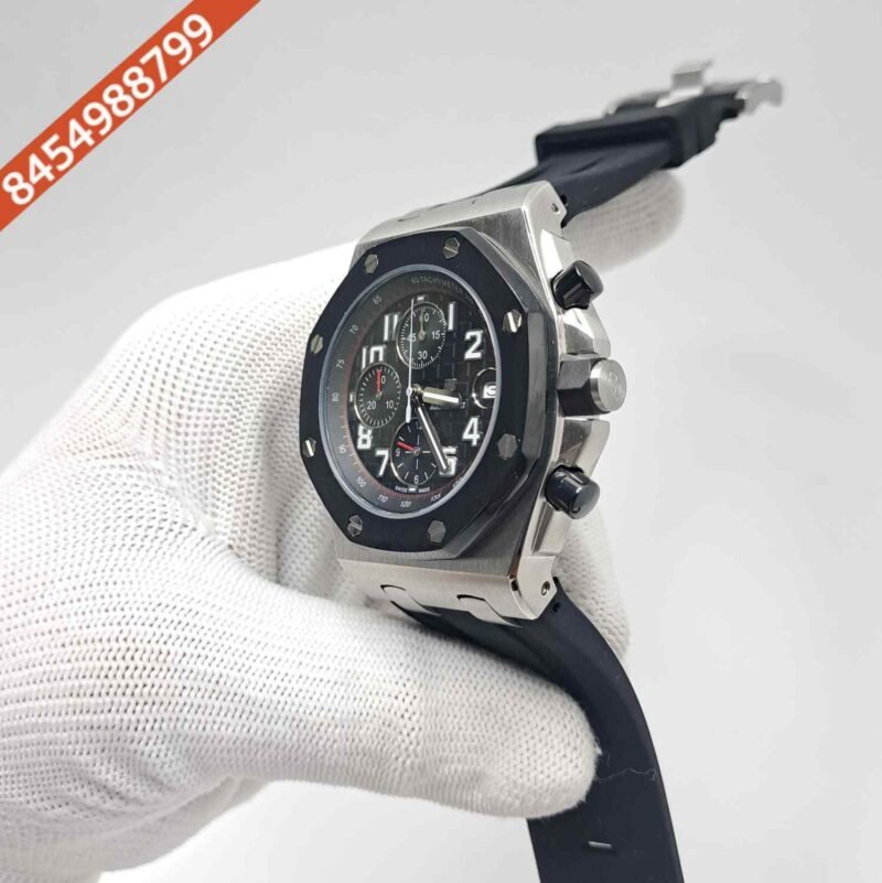 Audemars Piguet Royal Oak Offshore Chronograph Silver Black Dial Black Rubber Strap Swiss Watch - Image 2