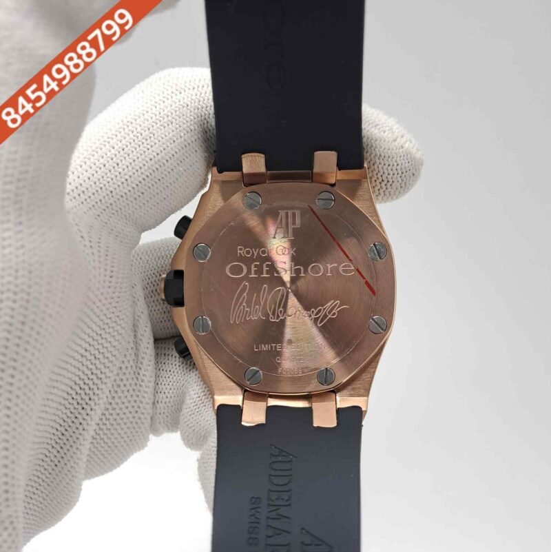Audemars Piguet Royal Oak Offshore Rose Gold Dial Black Rubber Strap Chronograph Swiss Watch - Image 4