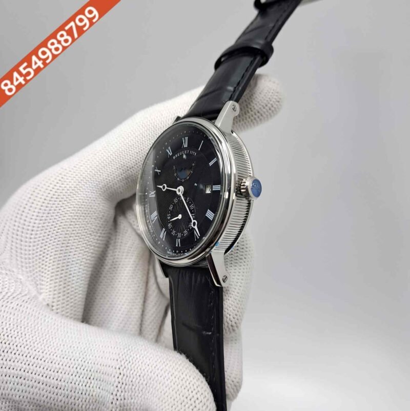 Breguet Moonphase Black Edition Leather Strap Swiss Automatic Watch - Image 2