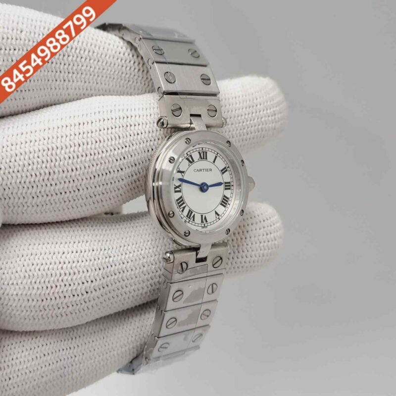 Cartier Pre-owned Santos Full Silver White Dial Swiss Quartz Watch - Image 3