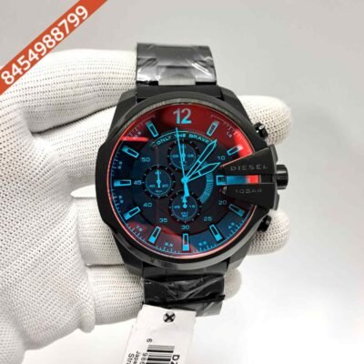 Diesel Mega Chief Black Dial Black Steel Strap Swiss Quartz Watch
