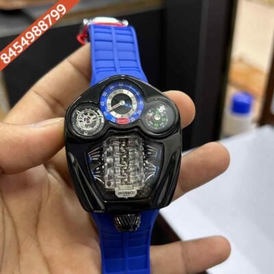 Jacob & Co. Bugatti Tourbillon Black Edition Blue Rubber Strap Swiss Watch