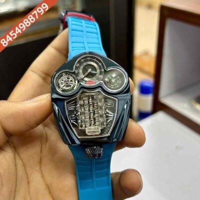 Jacob & Co. Bugatti Tourbillon Blue Edition Blue Rubber Strap Swiss Watch