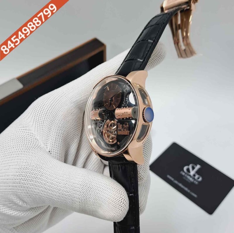 Jacob & Co. and The Godfather Partnership Rose Gold Black Leather Strap Swiss Automatic Watch - Image 2
