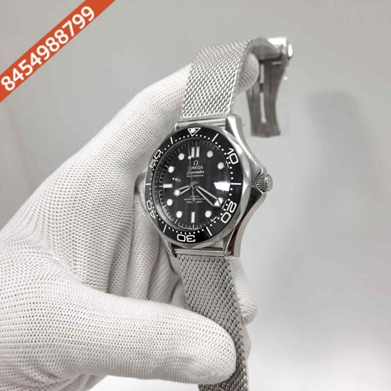 Omega Seamaster Professional Diver 300M Steel Black Dial Extra Black Rubber Strap Swiss Automatic Watch - Image 2