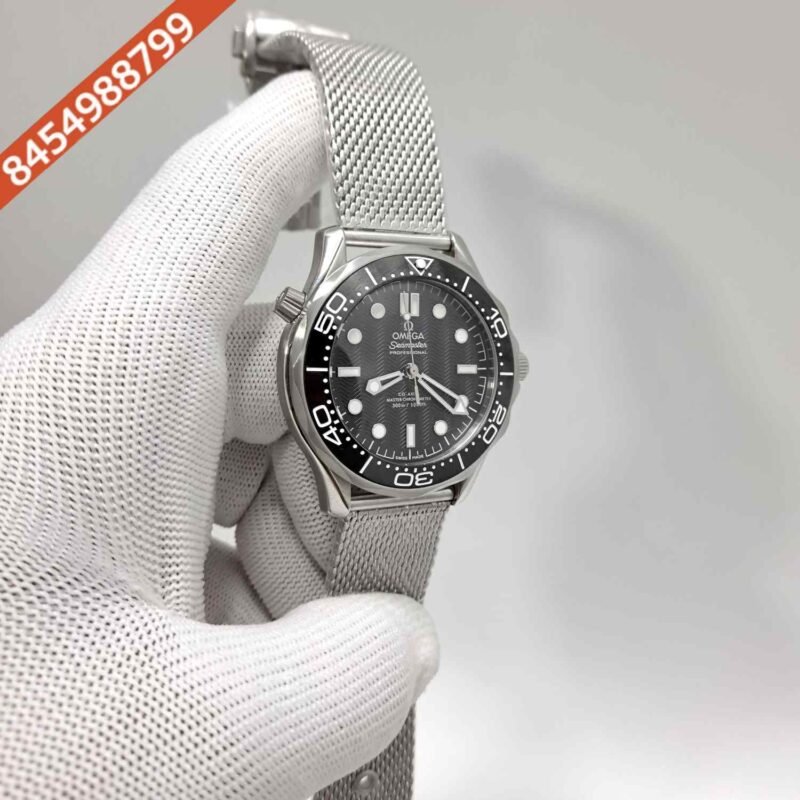 Omega Seamaster Professional Diver 300M Steel Black Dial Extra Black Rubber Strap Swiss Automatic Watch - Image 3