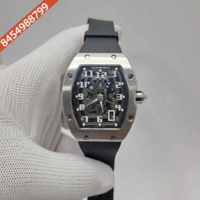 Richard Mille 67-01 Silver Black Dial  Black Rubber Strap Swiss Automatic Watch