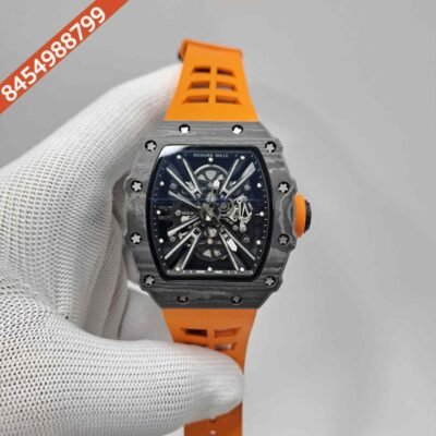 Richard Mille RM 12-01 Tourbillon Black Orange Strap Swiss ETA Automatic Watch