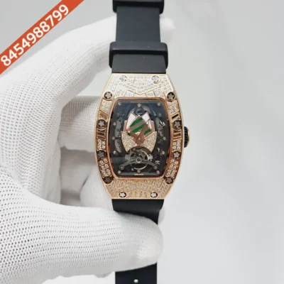 Richard Mille RM 71-01 Automatic Tourbillon Talisman Diamond Rose Gold Black Rubber Strap Swiss Automatic Watch