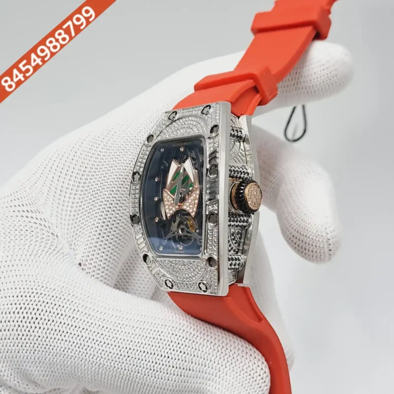 Richard Mille RM 71-01 Automatic Tourbillon Talisman Diamond Silver Red Rubber Strap Swiss Automatic Watch - Image 2