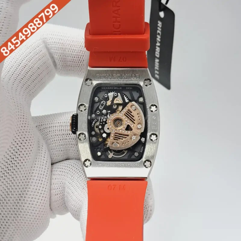 Richard Mille RM 71-01 Automatic Tourbillon Talisman Diamond Silver Red Rubber Strap Swiss Automatic Watch - Image 4