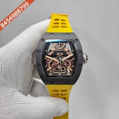 Richard Mille SAMURAI LIMITED Samurai Motif Transparent Dial Carbon TPT Case Yellow Silicon Strap Swiss Automatic Watch