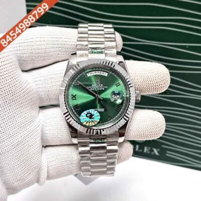Rolex Day-Date Steel Roman Green Dial Semi ETA Swiss Automatic Watch