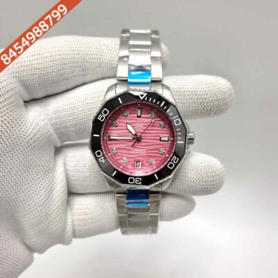 TAG Heuer Aquaracer Professional 300 Date-Steel Pink Dial Diamond Marking Swiss Watch