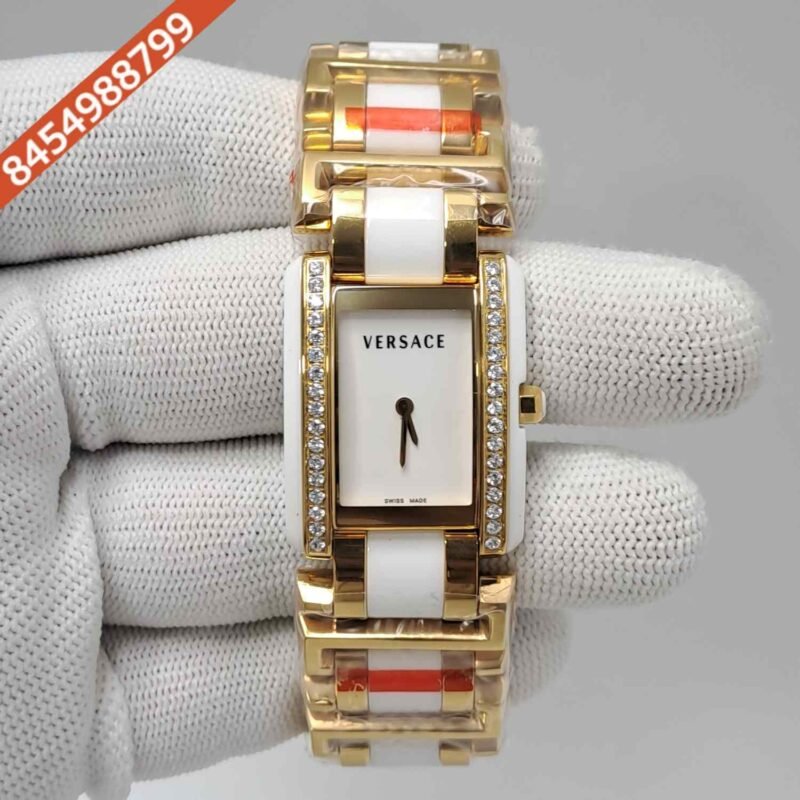 Versace Era Stainless Steel with Ceramic and Diamond Bezel Dual Tone Swiss Quartz Watch
