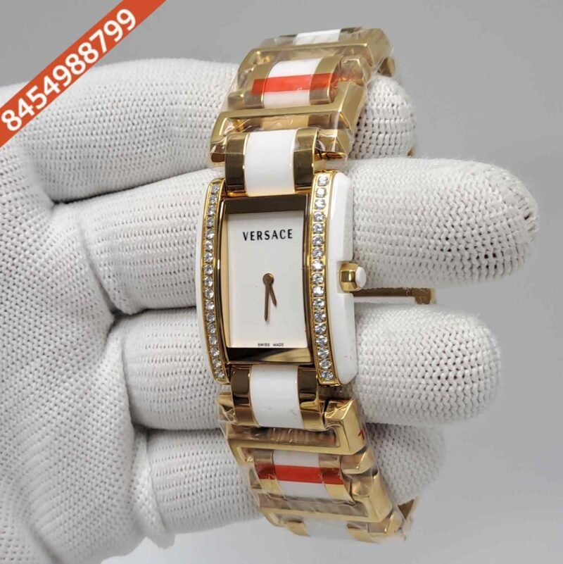 Versace Era Stainless Steel with Ceramic and Diamond Bezel Dual Tone Swiss Quartz Watch - Image 2